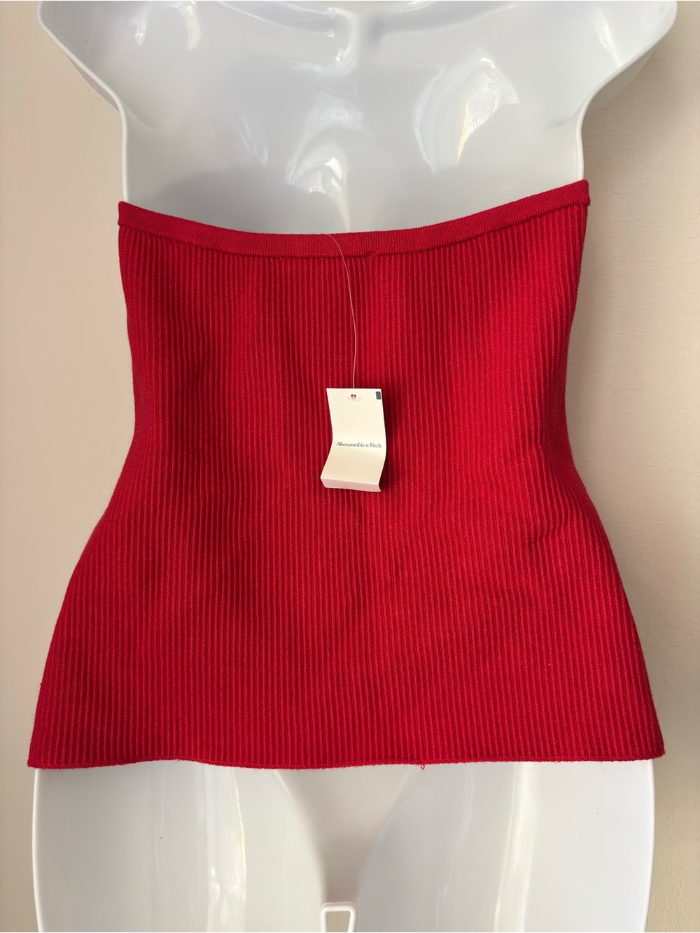 Abercrombie & Fitch Ottoman Button-Front Tube Top Size Medium NEW Red Ribbed - Picture 6 of 12